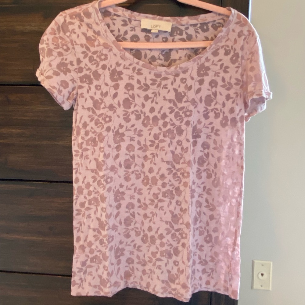 Ann Taylor Loft pink burnout tee